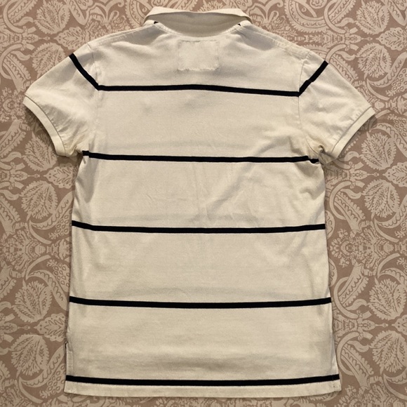 Men’s American Eagle Striped Polo Shirt White/Navy Size M Excellent - Picture 4 of 4